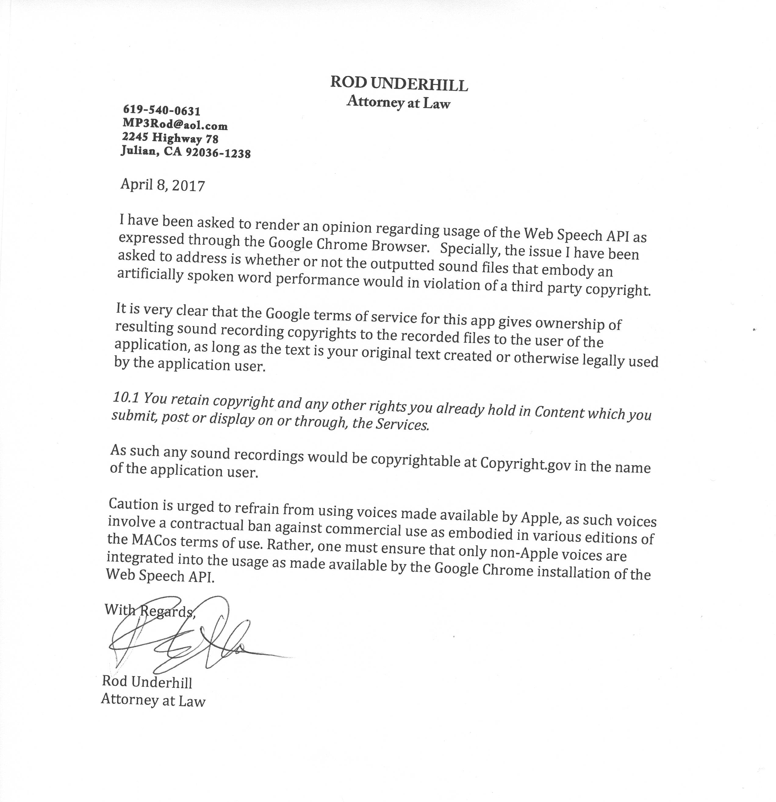 copyrights legal letter